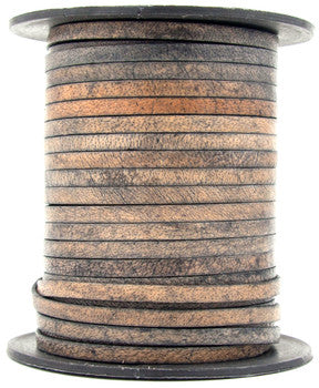 Distressed Gray Natural Flat Leather Cord 3mm x 1mm