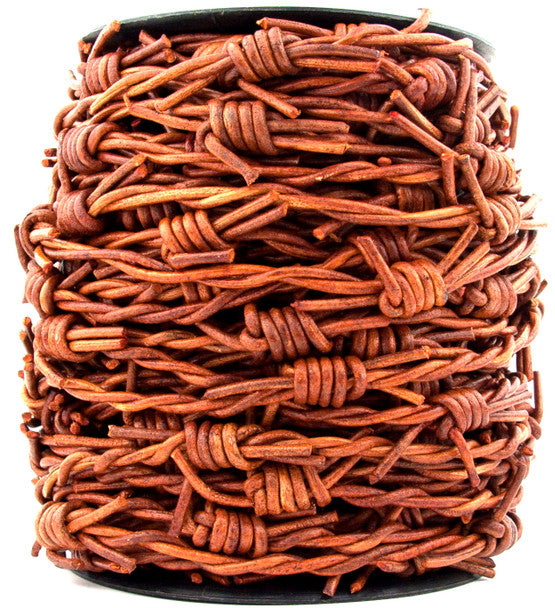 Distressed Light Brown Barbed Wire Leather Cord