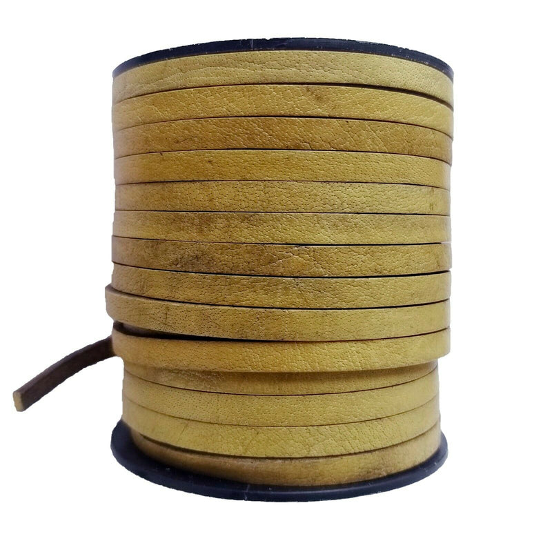 Dist. Beige Flat Leather Cord 5mm x 2mm