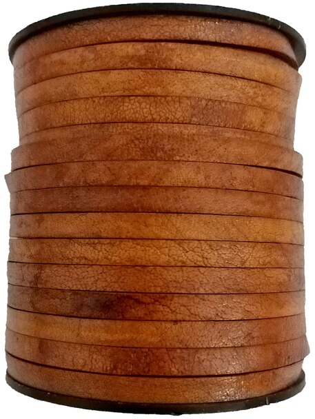 Dist. Brown Natural Flat Leather Cord 5mm x 2mm
