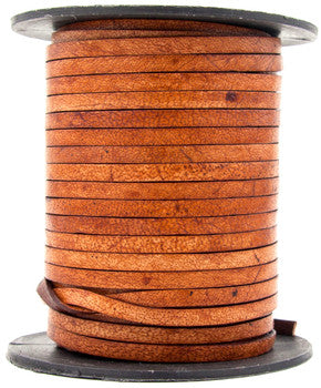 Distressed Light Brown Flat Leather Cord 3mm x 1mm