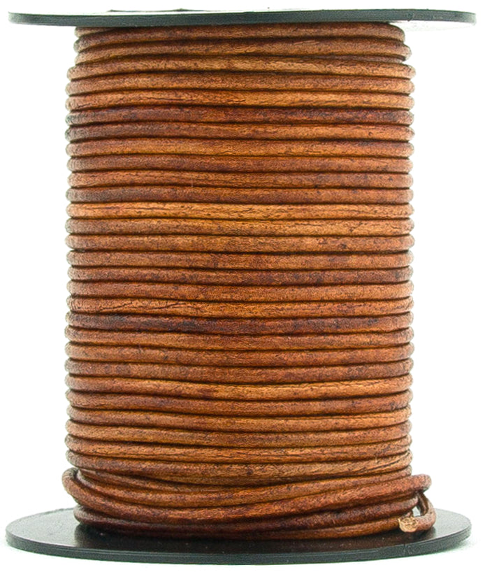 Brown Distressed Light Round Leather Cord 1mm