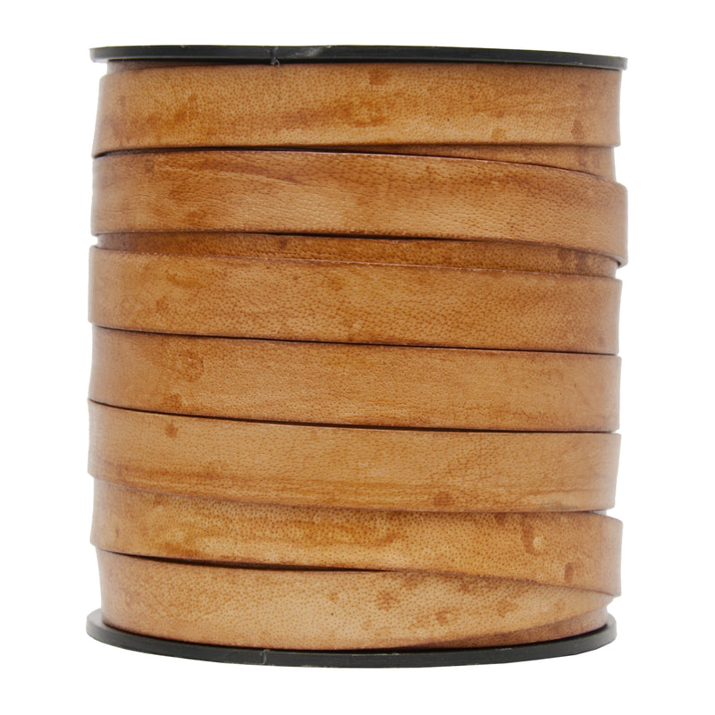 Distressed Light Brown Natural- Flat Leather Cord 10mm*1mm