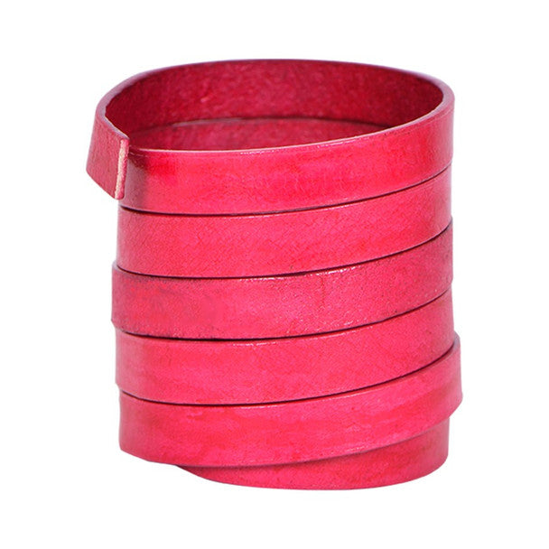 Natural Fuchsia Flat Leather Cords 10mm x 2mm- 1 meter