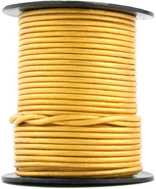 Gold Metallic Round Leather Cord 1mm