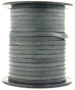 Gray Dark Flat Leather Cord 3mm x 1mm