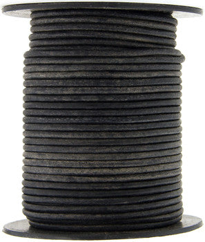 Gray Distressed Natural Round Leather Cord 2mm