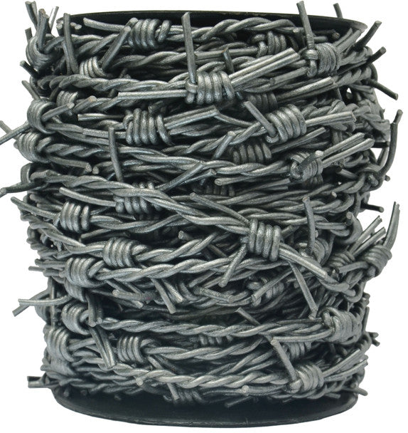 Gray Metallic Barbed Wire Leather Cord