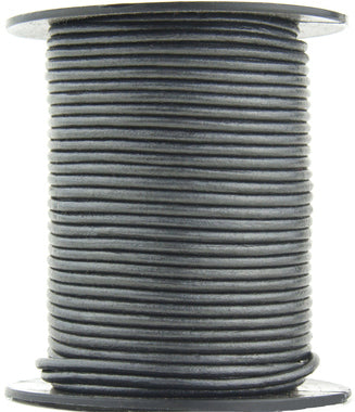 Gunmetal Metallic Gray Round Leather Cord 2mm