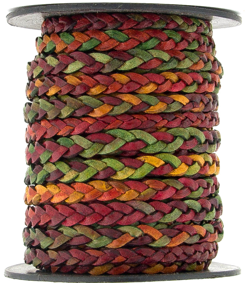 Kinte Gypsy Natural Dye Flat Braided Leather Cord 5mm