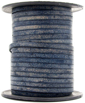 Midnight Blue Flat Leather Cord 3mm x 1mm