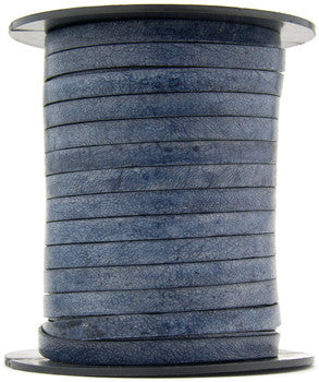 Midnight Blue Natural Dye Flat Leather Cord 5mm x 1mm