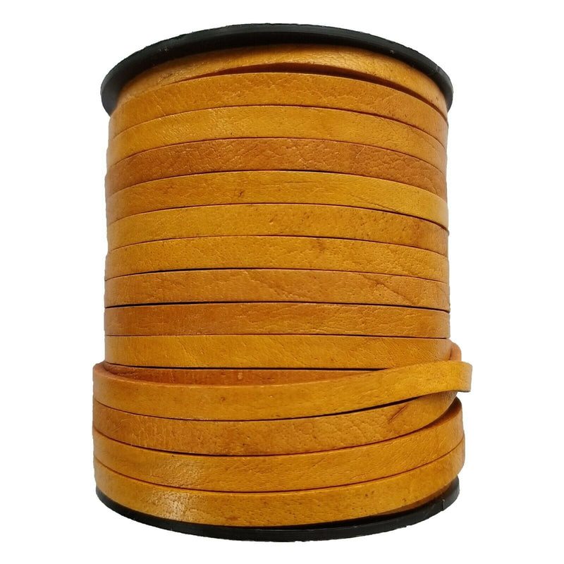 Mustard Natural Flat Leather Cord 5mm x 2mm
