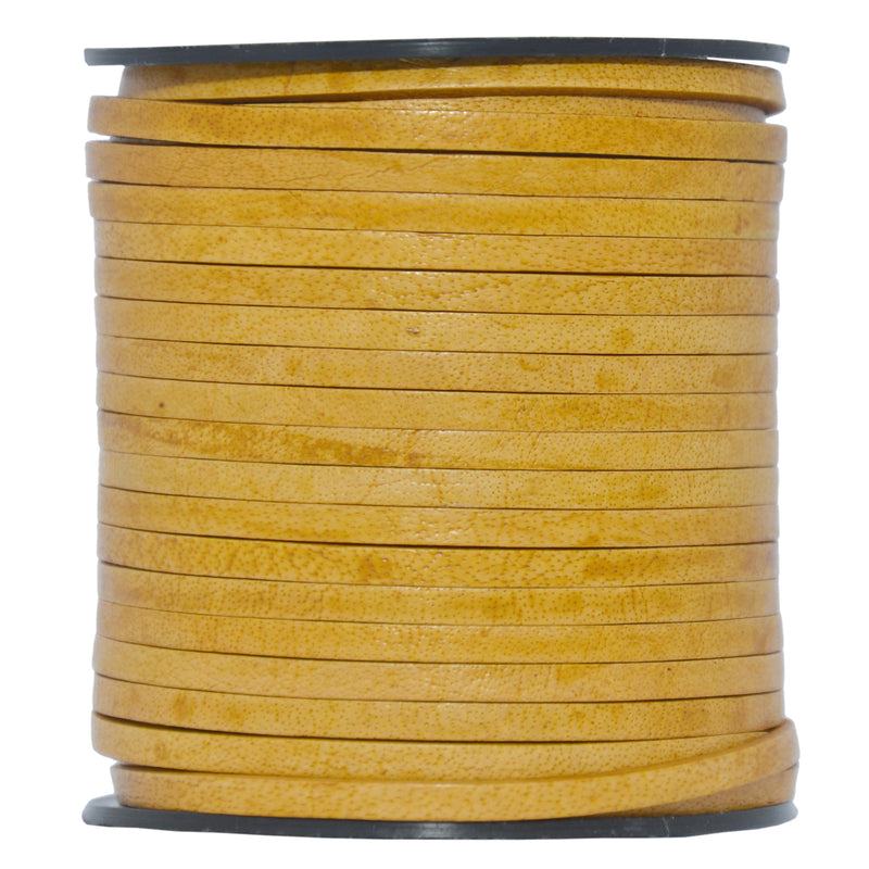 Mustard Natural Flat Leather Cord 3mm x 2mm