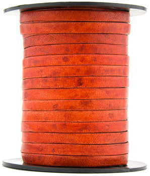 Orange Natural Dye Flat Leather Cord 5mm x 1mm
