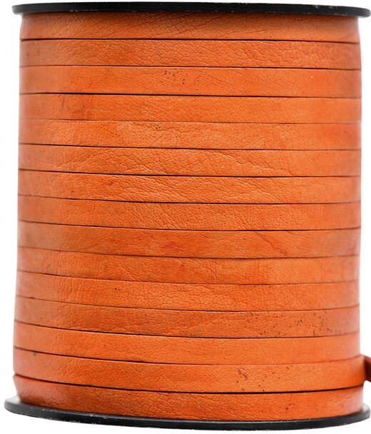 Orange Natural Flat Leather Cord 5mm x 2mm