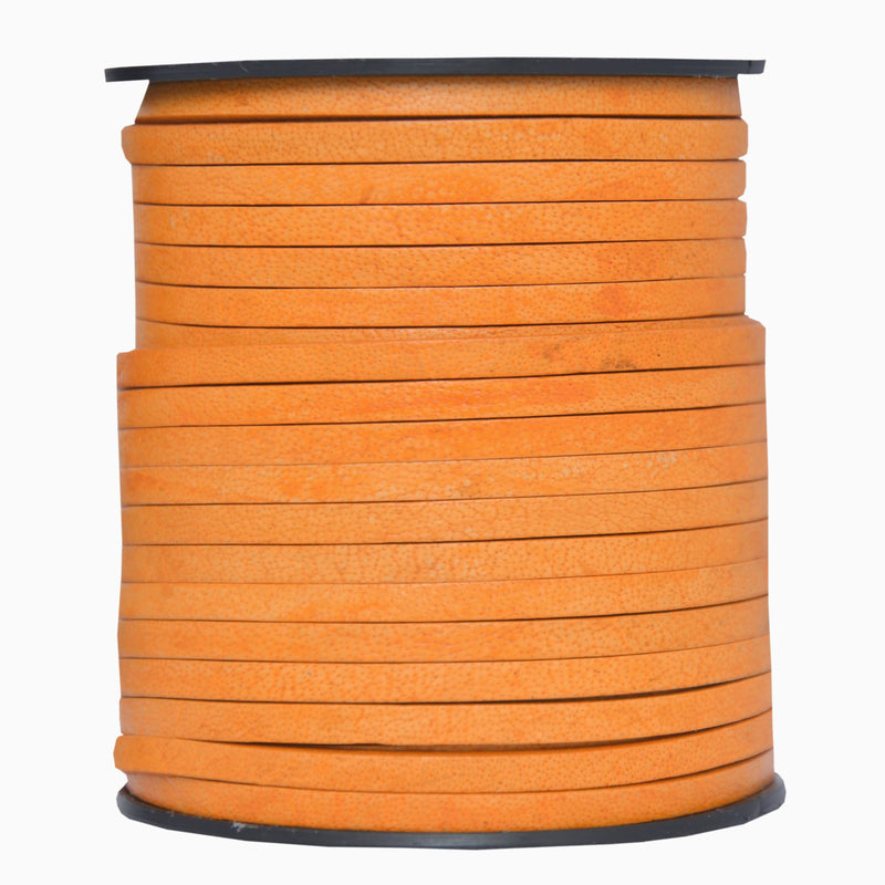 Orange Natural Flat Leather Cord 3mm x 2mm