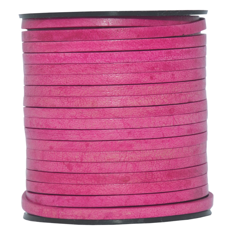 Pink Natural Flat Leather Cord 3mm x 2mm