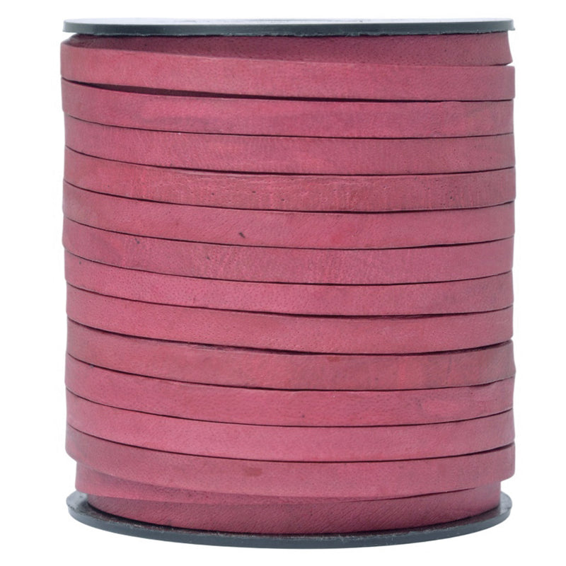 Pink Natural Flat Leather Cord 5mm x 2mm