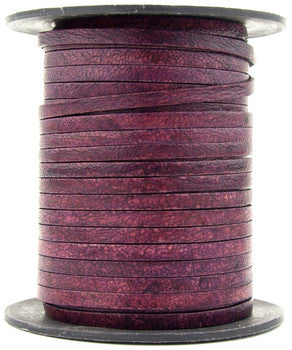 Red Wine Natural Flat Leather Cord 3mm x 1mm