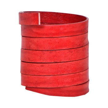 Natural Red Flat Leather Cords 10mm x 2mm- 1 meter