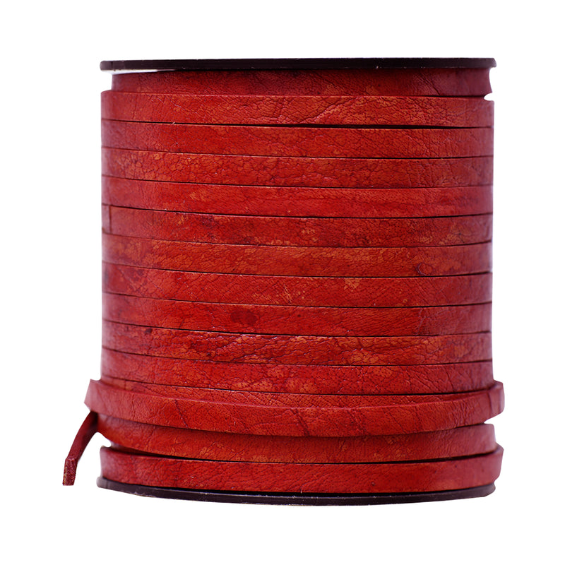 Natural Red Flat Leather Cord 5mm x 2mm