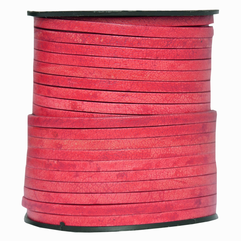 Red Natural Flat Leather Cord 3mm x 2mm