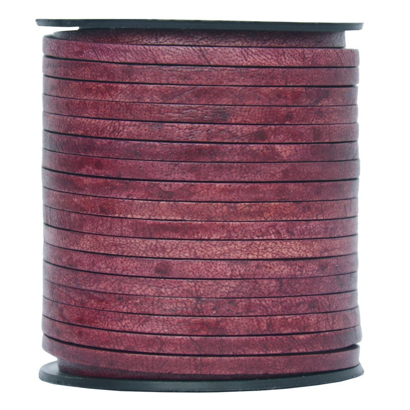 Red Wine Flat Leather Cord 3mm x 2mm
