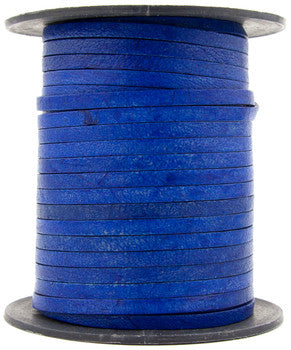 Royal Blue Natural Flat Leather Cord 3mm x 1mm