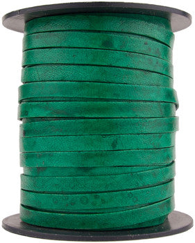 Sea Green Natural Dye Flat Leather Cord 5mm x 1mm