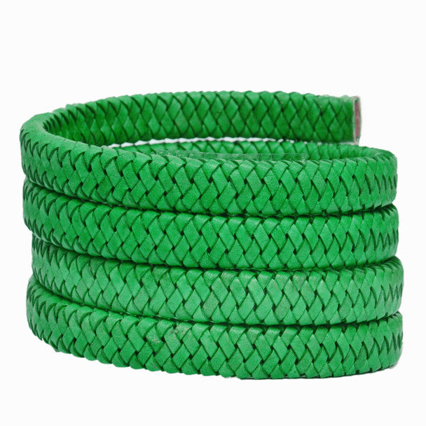 Sea Green natural Flat Braided Bracelet Leather Cord 11.5mm 1 meter