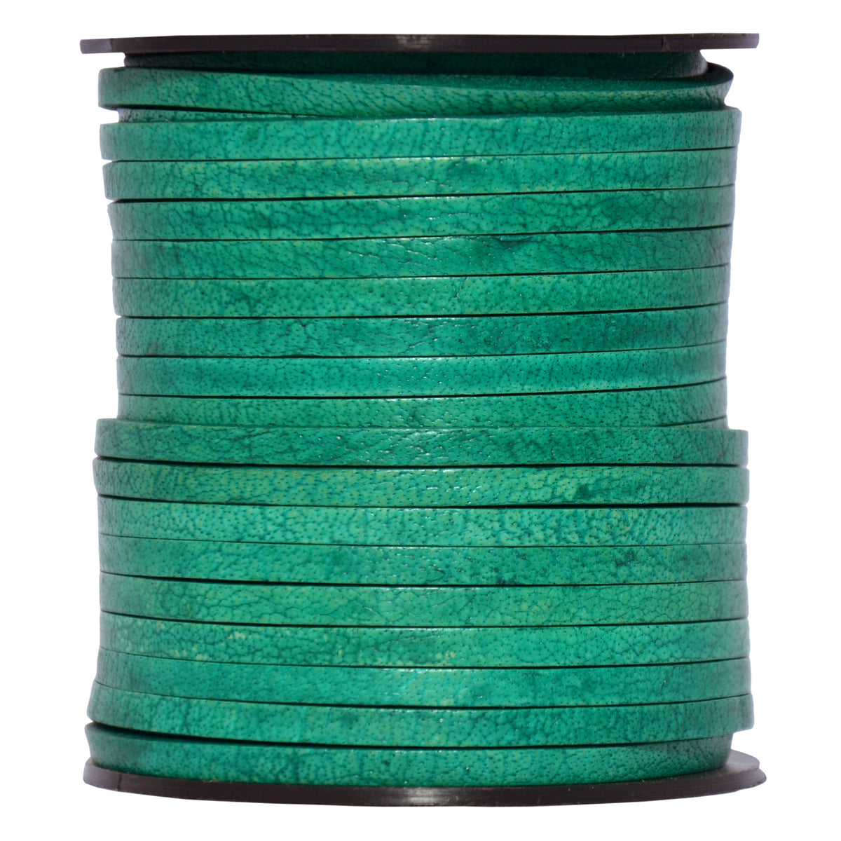 Sea Green Natural Flat Leather Cord 3mm x 2mm