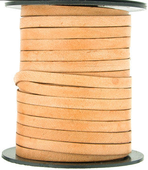 Tan Natural Dye Flat Leather Cord 5mm x 1mm
