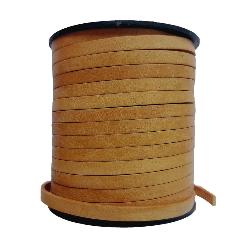 Natural Tan Flat Leather Cord 5mm x 2mm