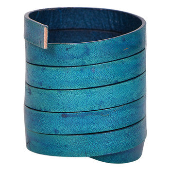 Natural Turquoise Flat Leather Cords 10mm x 2mm- 1 meter