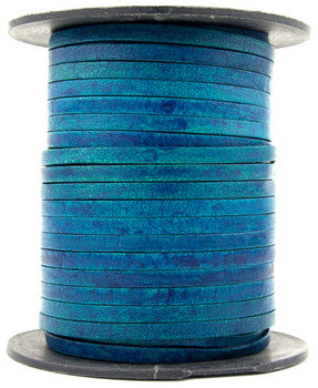 Turquoise Natural Flat Leather Cord 3mm x 1mm