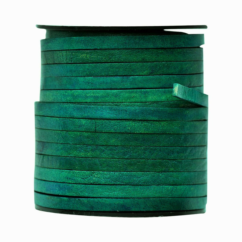 Turquoise Natural Flat Leather Cord 5mm x 2mm