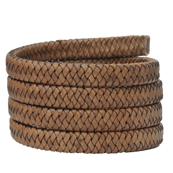 Walnut Wood Flat Braided Bracelet Leather Cord 11.5mm 1 meter