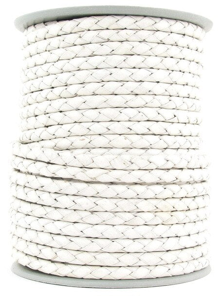 White Round Bolo Braided Leather Cord 3mm