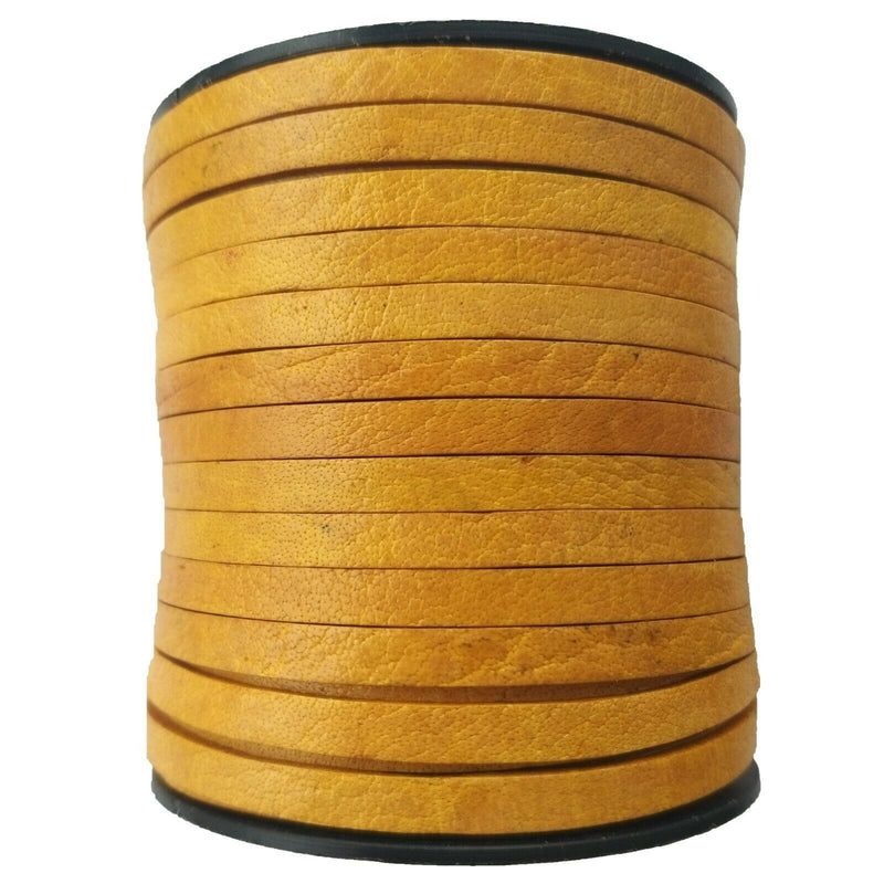 Natural Yellow Flat Leather Cord 5mm x 2mm