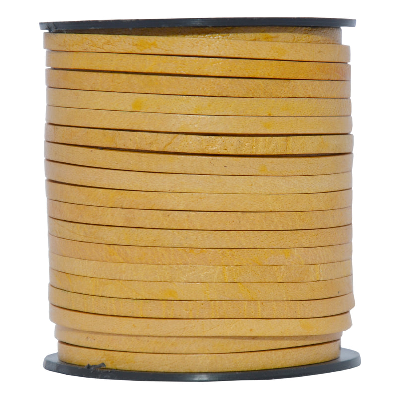 Yellow Natural Flat Leather Cord 3mm x 2mm